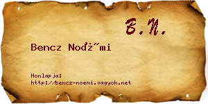 Bencz Noémi névjegykártya