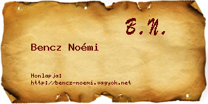 Bencz Noémi névjegykártya